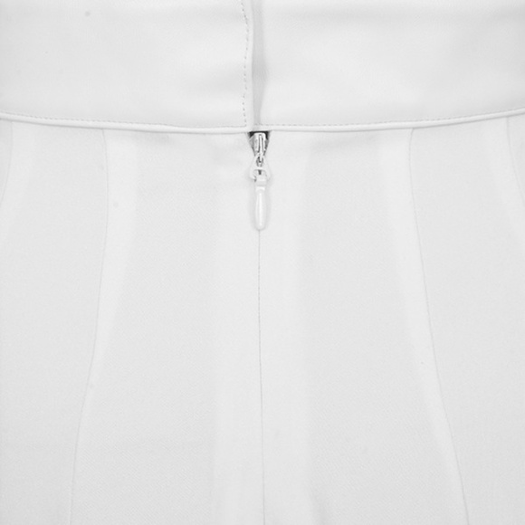 CREAM WIDE LEG VEGAN LEATHER WAISTBAND TROUSERS - Picture 5 of 7